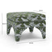 Raji Olive Green Leopard Jacquard Ottoman - Home And Beyond