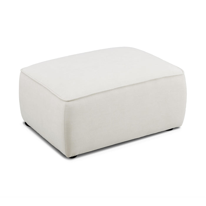 Travie Sand Upcycled Linen Ottoman - Home And Beyond