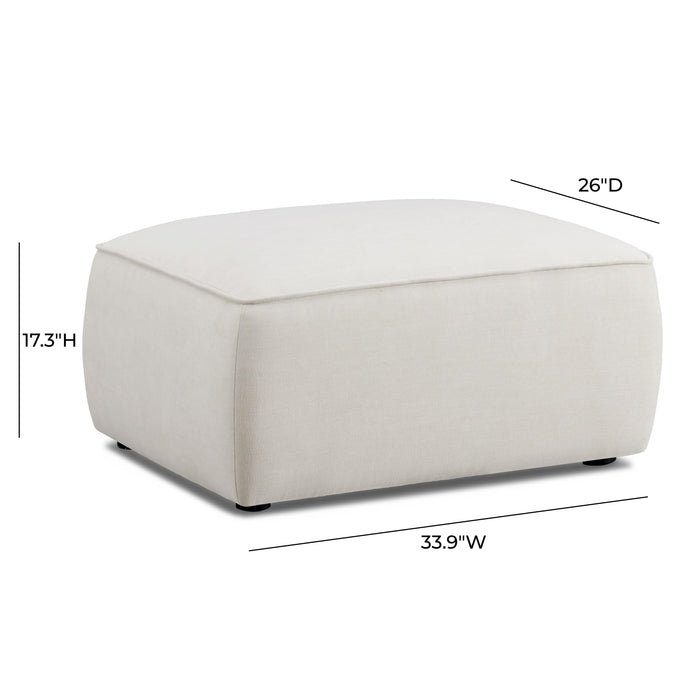 Travie Sand Upcycled Linen Ottoman - Home And Beyond