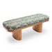 Ollie Olive Green Leopard Jacquard Bench - Home And Beyond