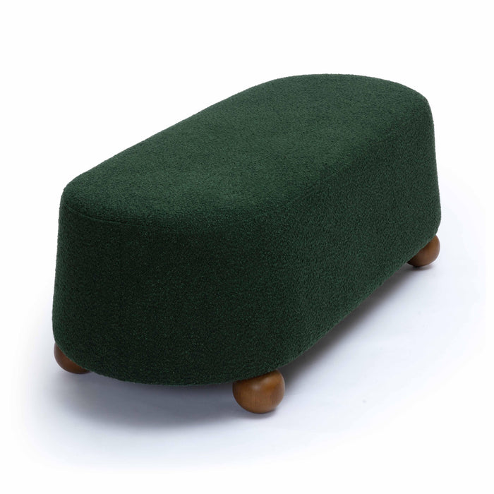 Jaine Forest Green Boucle Large Ottoman - Home And Beyond