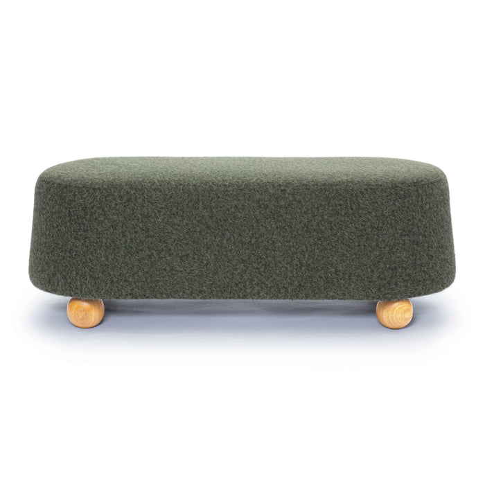 Jaine Forest Green Loose Mohair Large Ottoman - Home And Beyond
