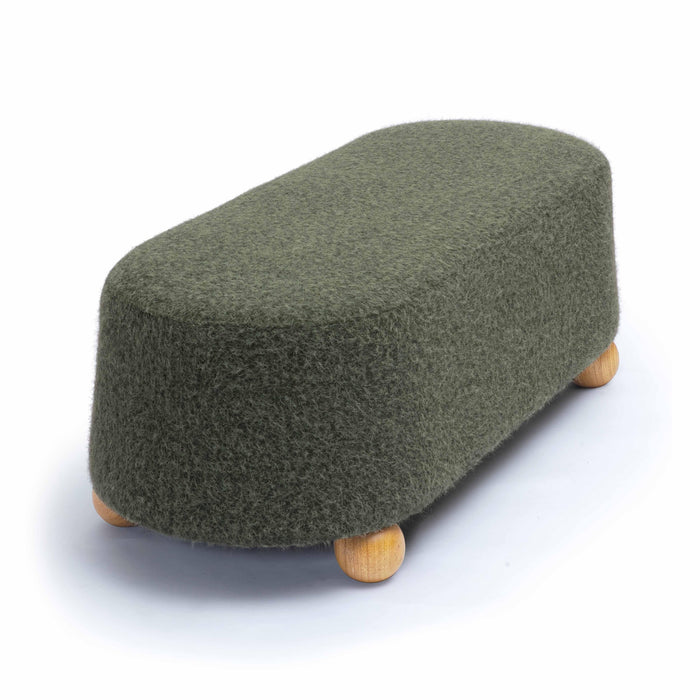 Jaine Forest Green Loose Mohair Large Ottoman - Home And Beyond