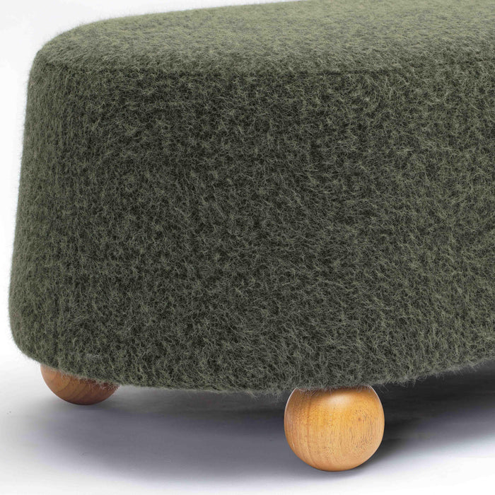Jaine Forest Green Loose Mohair Large Ottoman - Home And Beyond