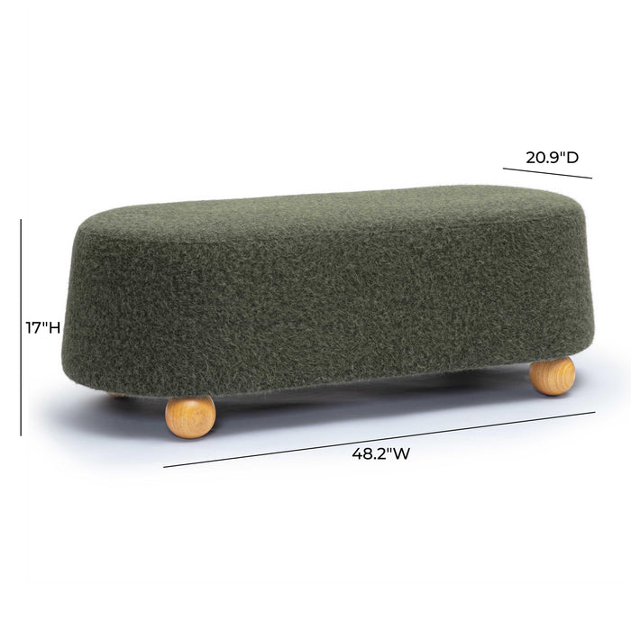 Jaine Forest Green Loose Mohair Large Ottoman - Home And Beyond