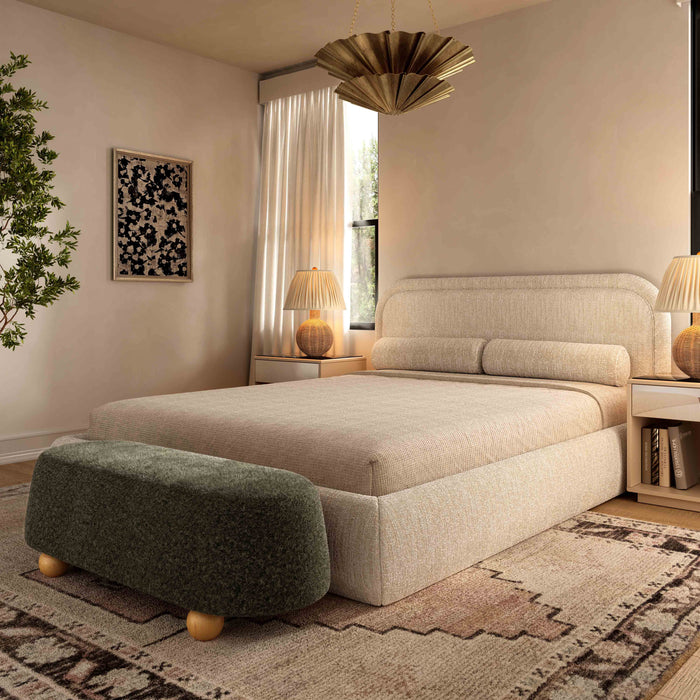 Jaine 48" Contract-Grade Faux Mohair Large Forest Green Ottoman