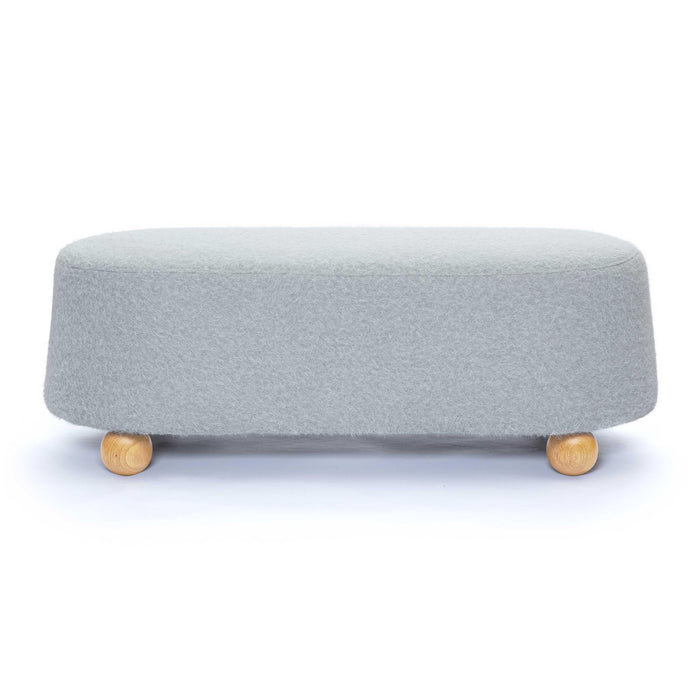 Jaine Stone Grey Loose Mohair Large Ottoman - Home And Beyond