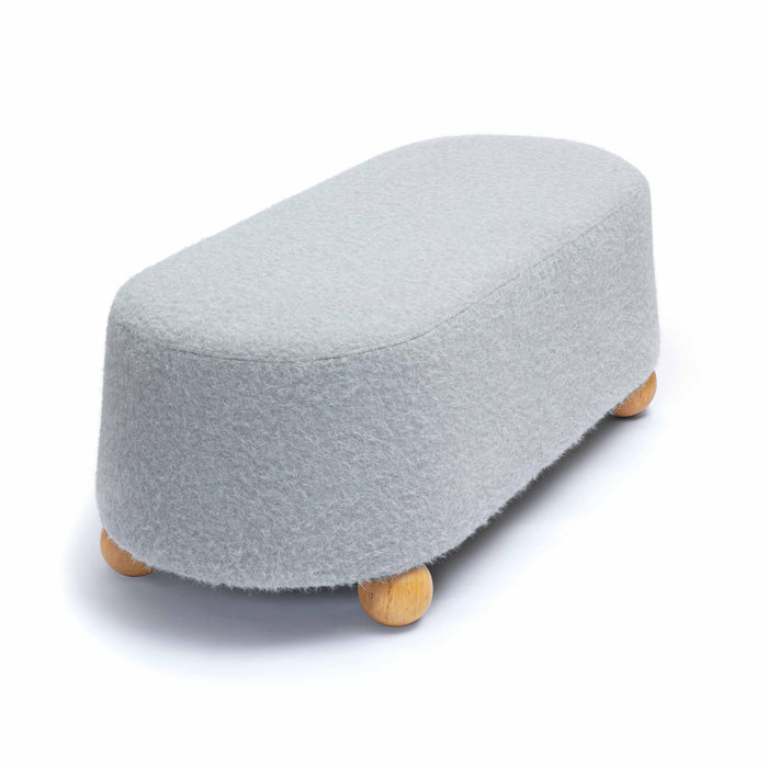 Jaine Stone Grey Loose Mohair Large Ottoman - Home And Beyond
