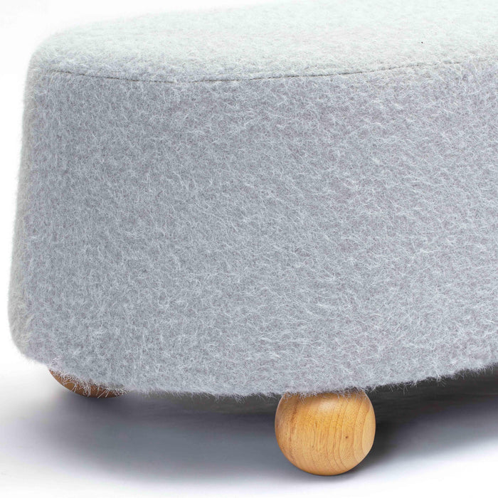 Jaine Stone Grey Loose Mohair Large Ottoman - Home And Beyond