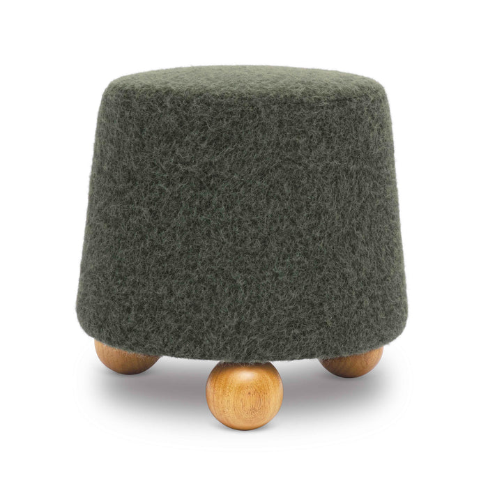 Jaine Forest Green Loose Mohair Ottoman - Home And Beyond