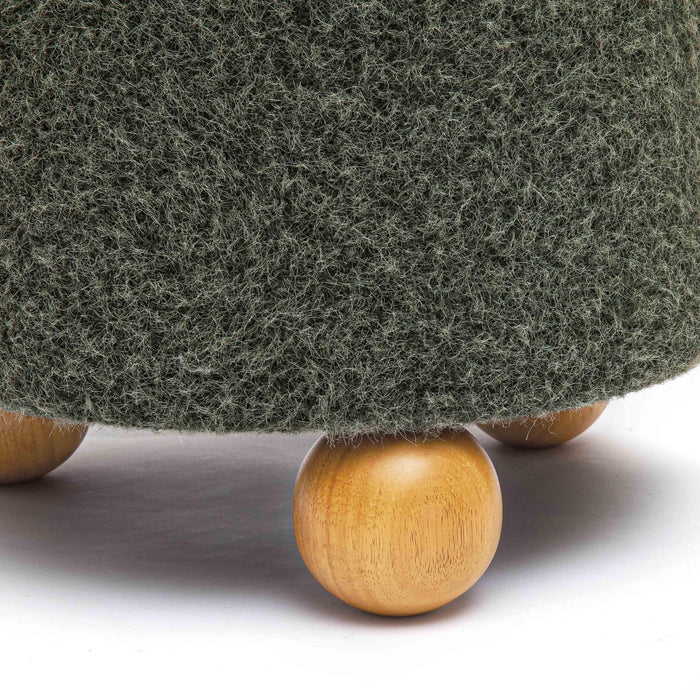Jaine Forest Green Loose Mohair Ottoman - Home And Beyond