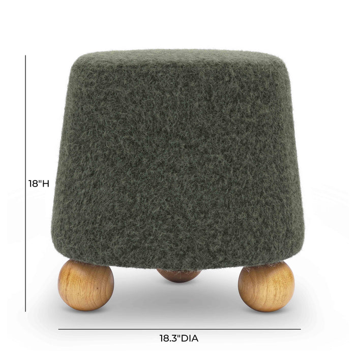 Jaine Forest Green Loose Mohair Ottoman - Home And Beyond