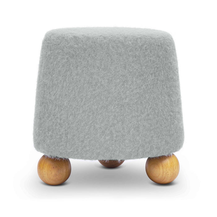 Jaine Stone Grey Loose Mohair Ottoman - Home And Beyond