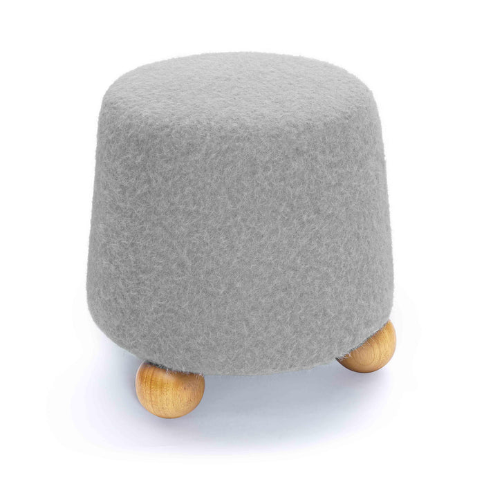 Jaine Stone Grey Loose Mohair Ottoman - Home And Beyond