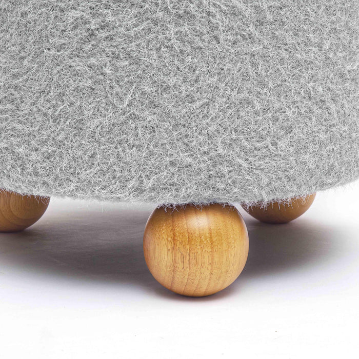 Jaine Stone Grey Loose Mohair Ottoman - Home And Beyond