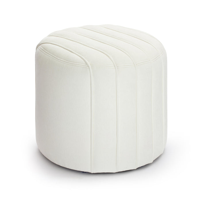 Pouch Cream Chenille Ottoman - Home And Beyond
