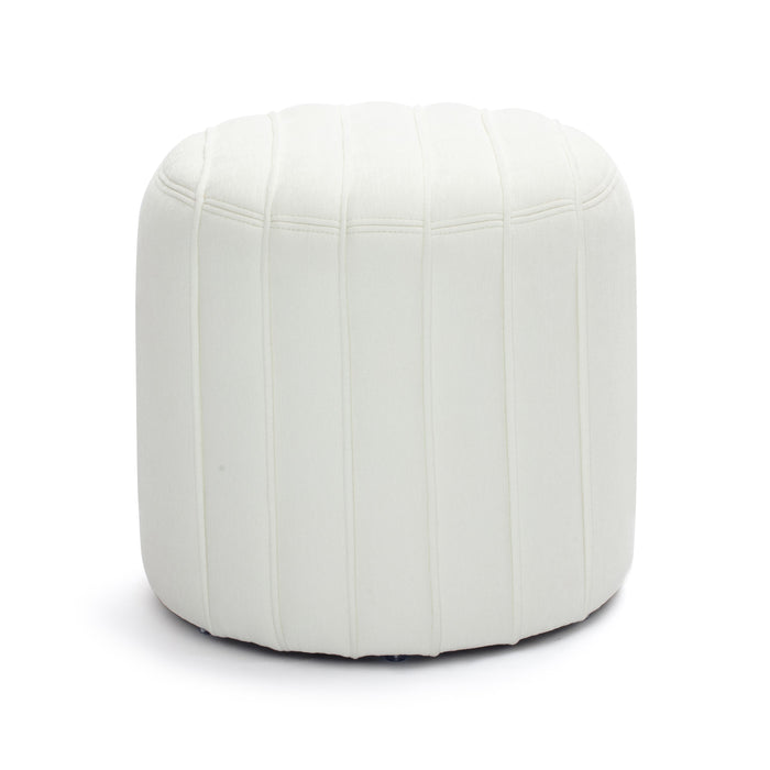 Pouch Cream Chenille Ottoman - Home And Beyond