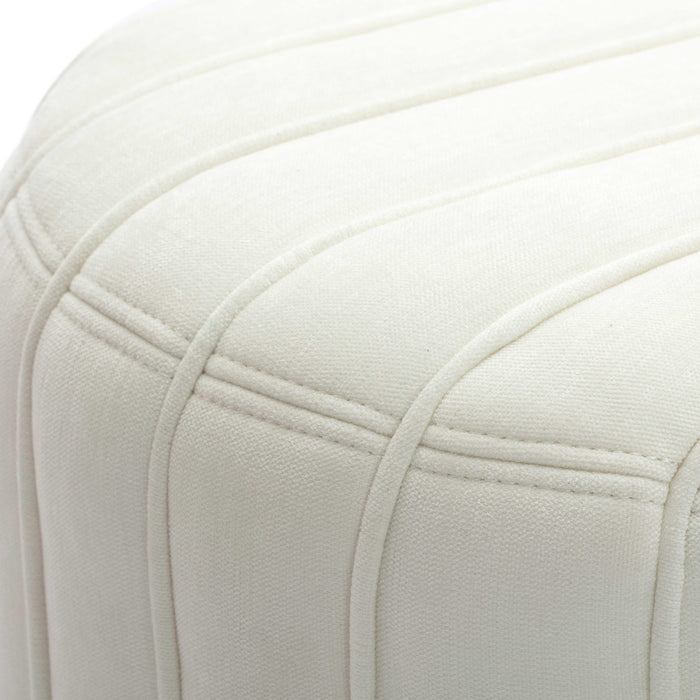 Pouch Cream Chenille Ottoman - Home And Beyond