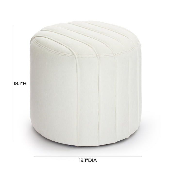 Pouch Cream Chenille Ottoman - Home And Beyond