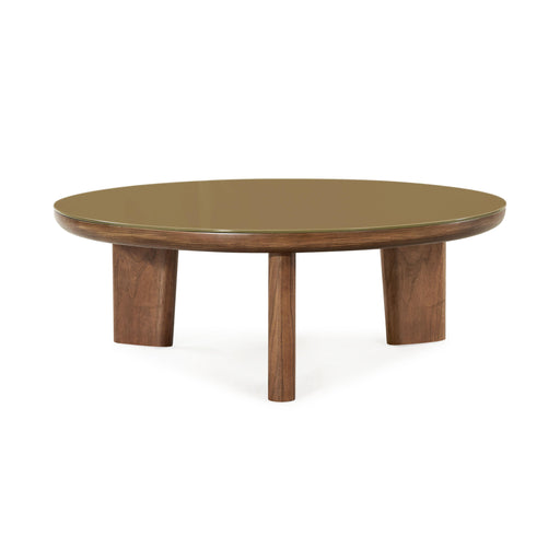 Oani Walnut and Glass Round Coffee Table - Home And Beyond