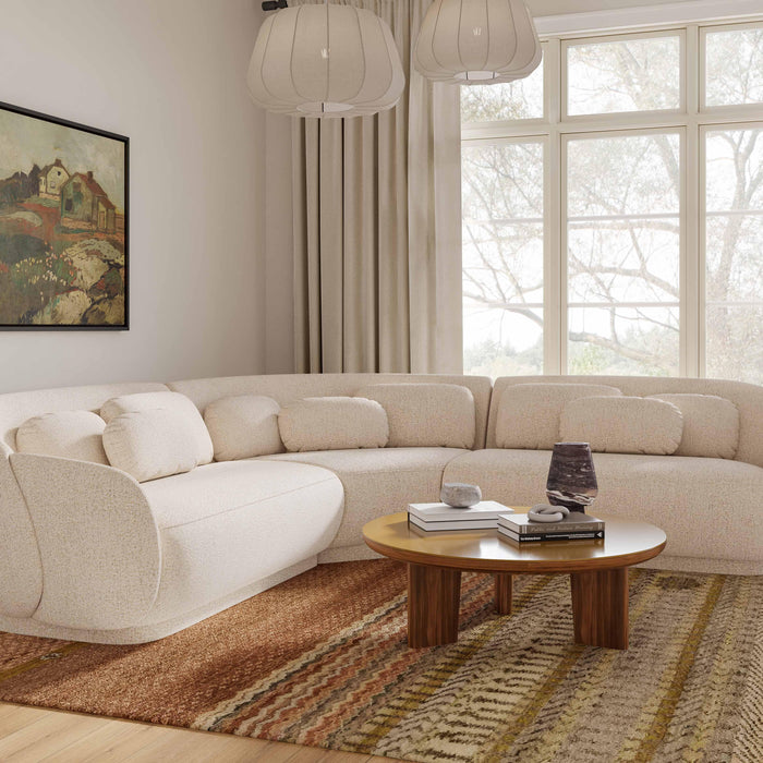 Oani Walnut and Glass Round Coffee Table - Home And Beyond