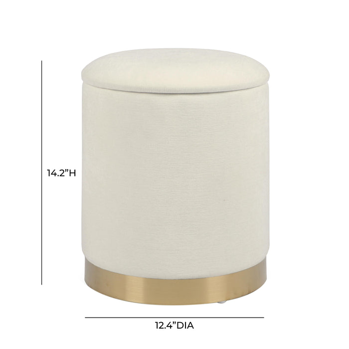 Zoe Cream Chenille Storage Ottoman