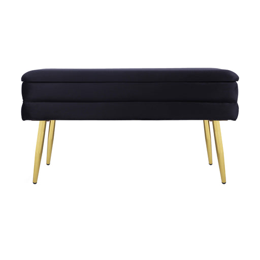 Ziva Black Velvet Storage Bench - Home And Beyond