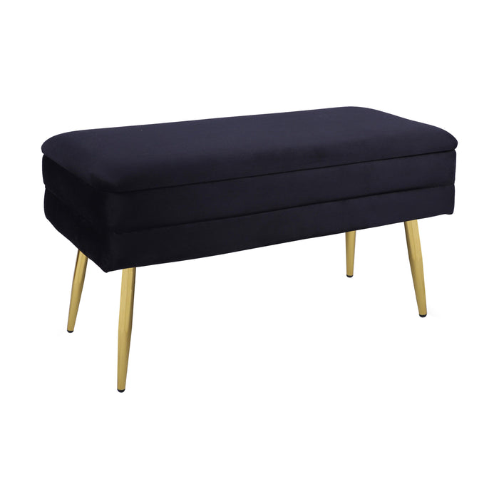 Ziva Black Velvet Storage Bench - Home And Beyond