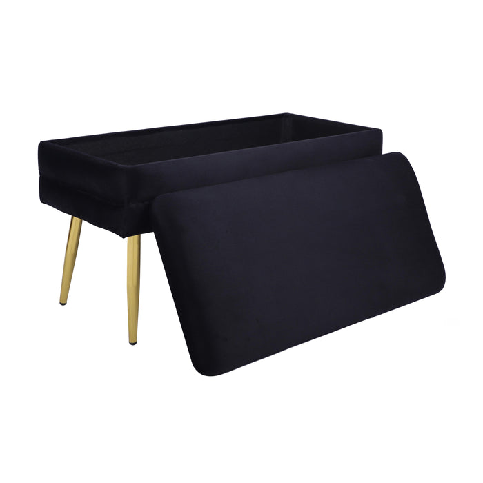 Ziva Black Velvet Storage Bench - Home And Beyond