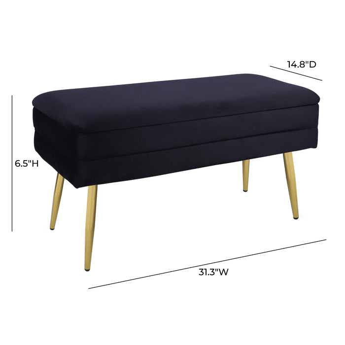 Ziva Black Velvet Storage Bench - Home And Beyond