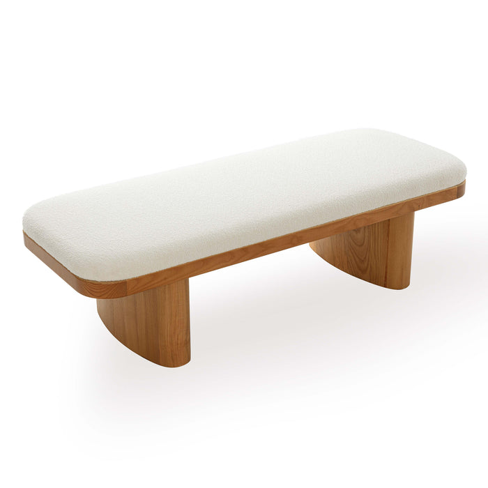 Ollie White Performance Boucle Large Bench - Home And Beyond