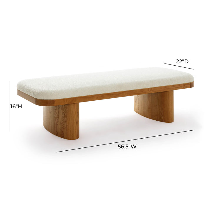 Ollie White Performance Boucle Large Bench - Home And Beyond