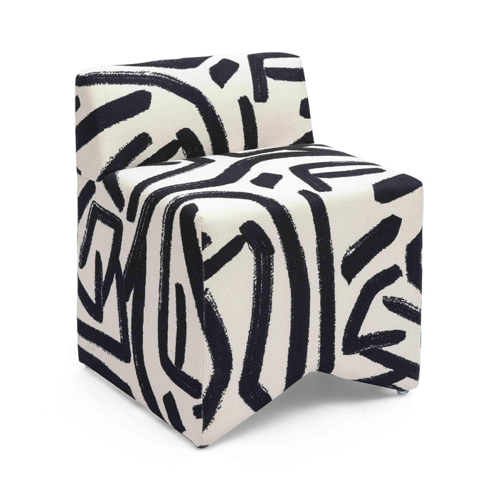 Pippa Black Brushstroke Print Contract Grade Accent Stool - Home And Beyond