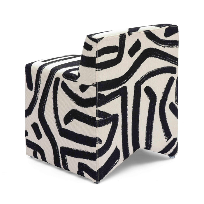 Pippa Black Brushstroke Print Contract Grade Accent Stool - Home And Beyond