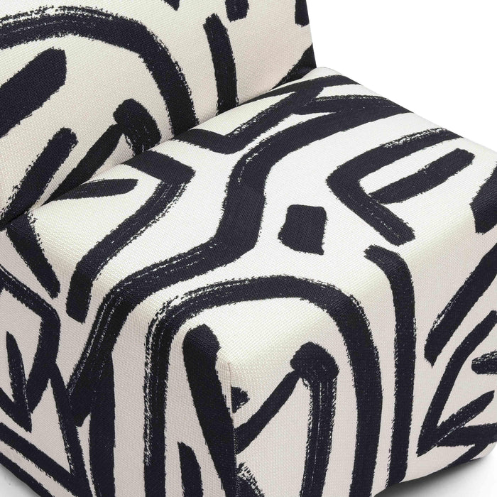 Pippa Black Brushstroke Print Contract Grade Accent Stool - Home And Beyond