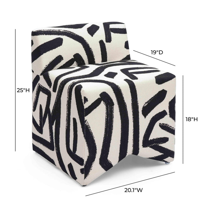 Pippa Black Brushstroke Print Contract Grade Accent Stool - Home And Beyond