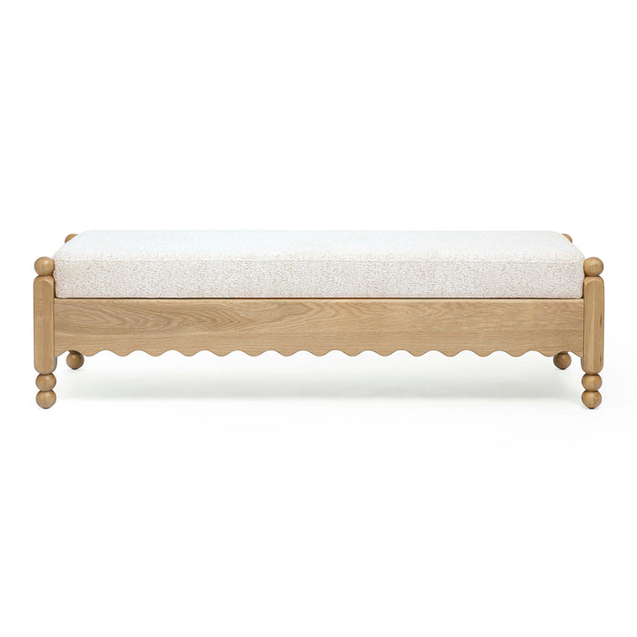Thelma 56" Cream Performance Basketweave Bench - Home And Beyond