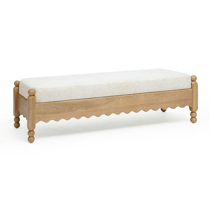 Thelma 56" Cream Performance Basketweave Bench - Home And Beyond
