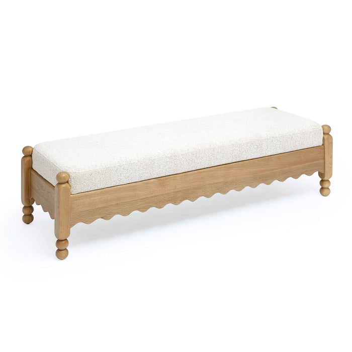 Thelma 56" Cream Performance Basketweave Bench - Home And Beyond