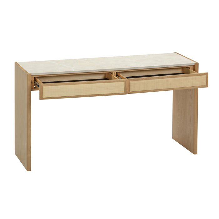Paige 56" Natural Oak 2-Drawer Console Desk - Home And Beyond
