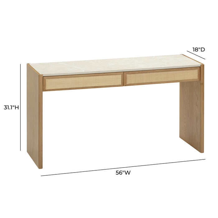 Paige 56" Natural Oak 2-Drawer Console Desk - Home And Beyond
