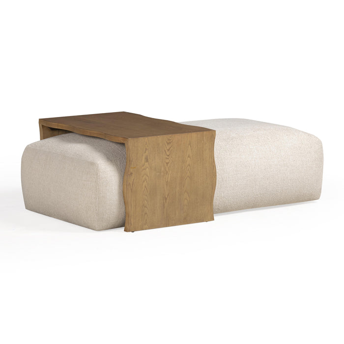 Spencer 54" Performance Basketweave Ottoman with Bridge Table - Home And Beyond