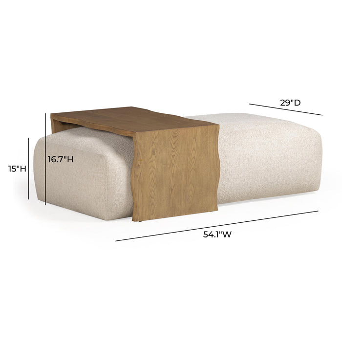 Spencer 54" Performance Basketweave Ottoman with Bridge Table - Home And Beyond