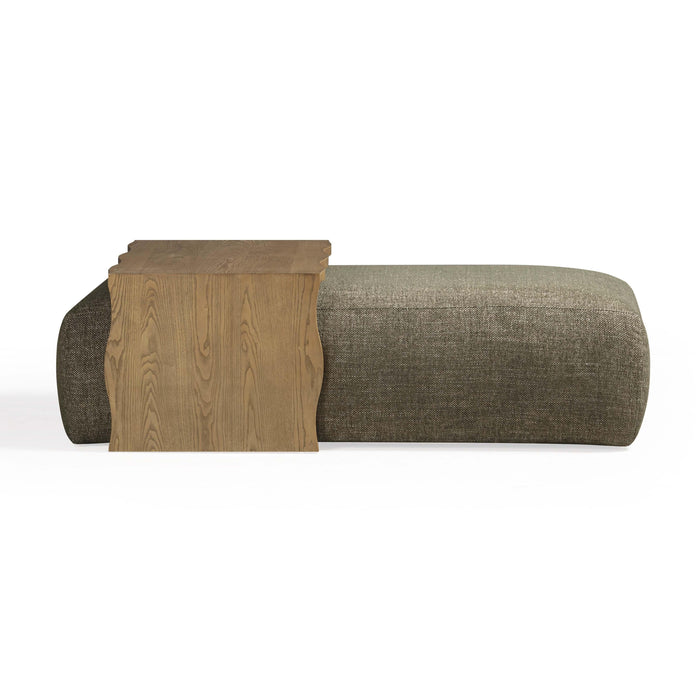 Spencer 54" Performance Basketweave Ottoman with Bridge Table - Home And Beyond