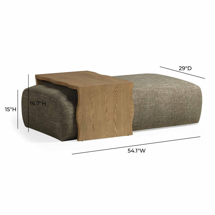 Spencer 54" Performance Basketweave Ottoman with Bridge Table - Home And Beyond