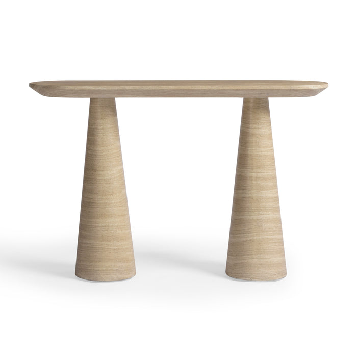 Sandra 47" Faux Travertine Indoor/Outdoor Console Table - Home And Beyond
