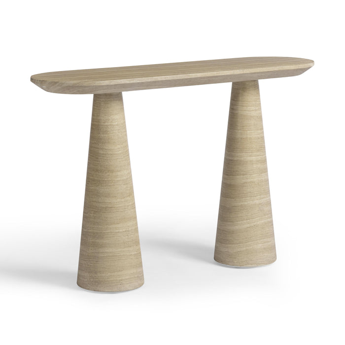 Sandra 47" Faux Travertine Indoor/Outdoor Console Table - Home And Beyond