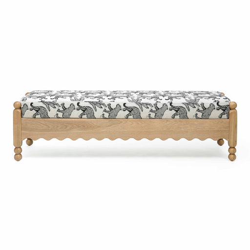 Thelma 56" Leopard Performance Jacquard Fabric Bench - Home And Beyond