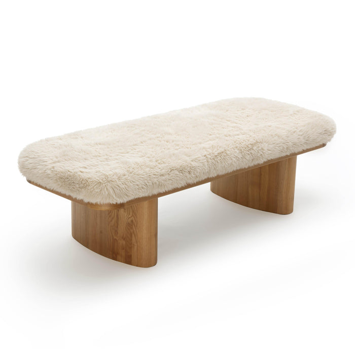 Ollie 56.5" Contract-Grade Straight Vegan Shearling Large Bench - Home And Beyond