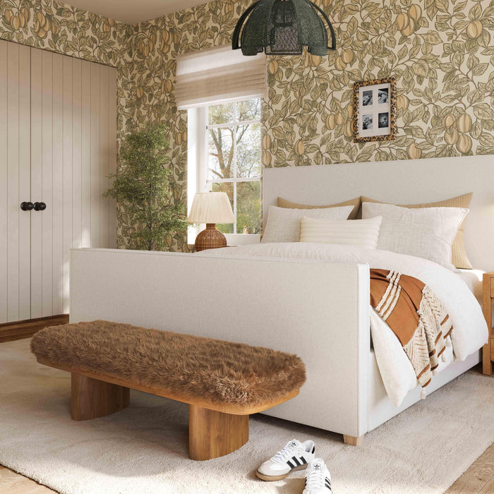 Ollie 56.5" Contract-Grade Straight Vegan Shearling Large Bench - Home And Beyond